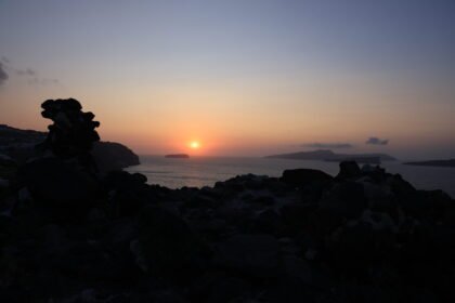 Paysages – Coucher de soleil sur la caldeira de Santorin