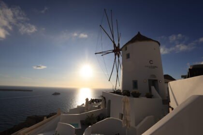Paysages – Moulin de Santorin au soleil couchant